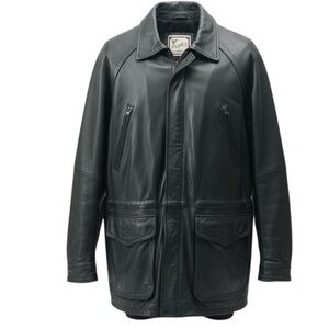 Vintage 90s Men’s Genuine Leather Jacket Oversized Heavyweight Black Large